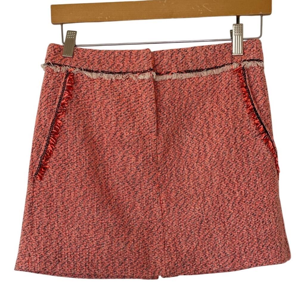 Adolfo Dominguez Orange Tweed Wool Blend Mini Skirt • Size 34 / US 2